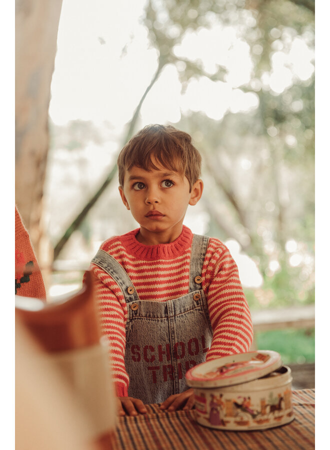 Piupiuchick - Knitted sweater - Ecru & red stripes