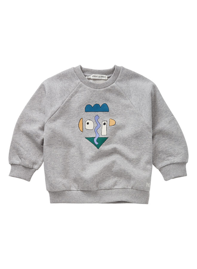 Sweatshirt raglan self potrait - Grey melee