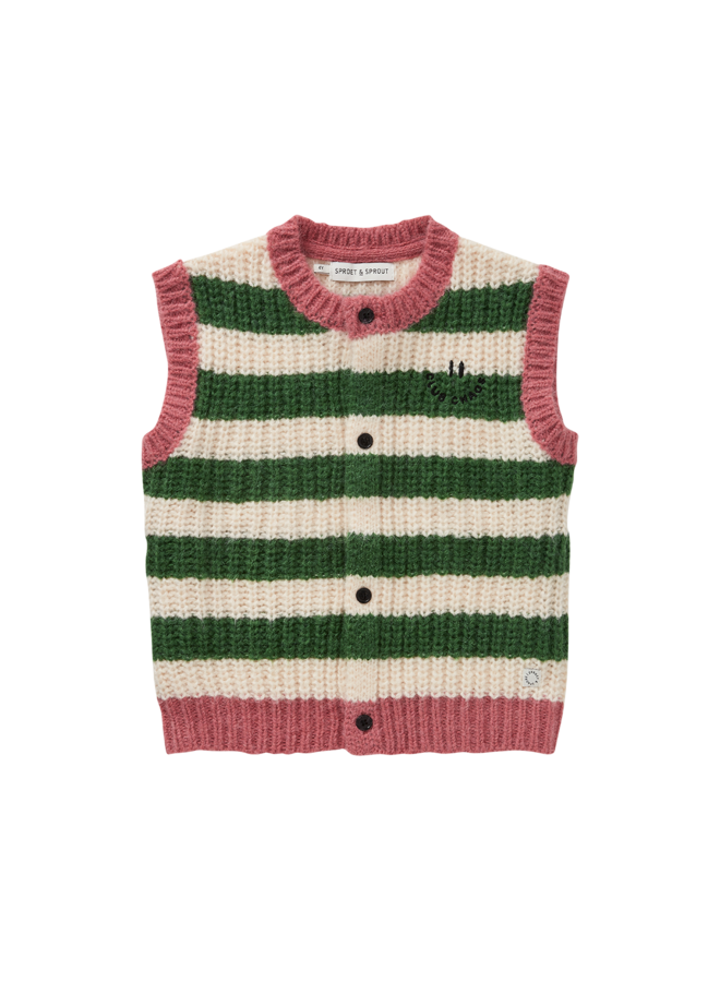Knitted vest stripes - Deep green