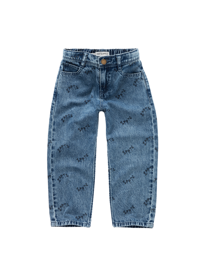 Straight denim pants SPRT& print - Blue denim