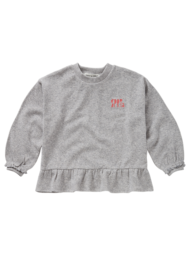 Girls sweatshirt ruffle grey melee - Grey melee