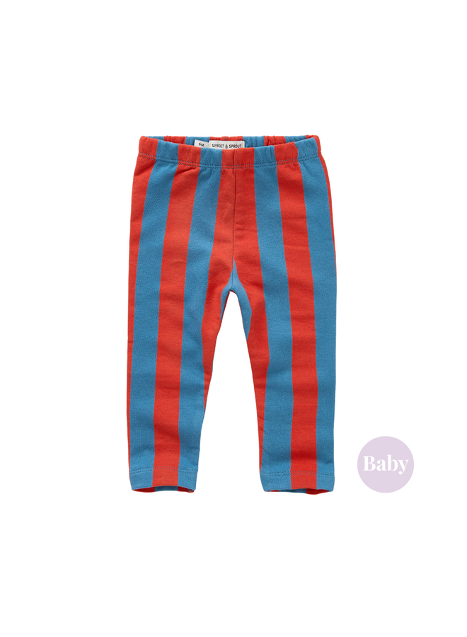 Sproet & Sprout - Winter legging blue red stripe - Vivid red