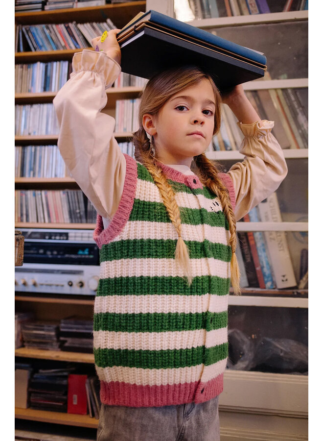 Sproet & Sprout - Knitted vest stripes - Deep green