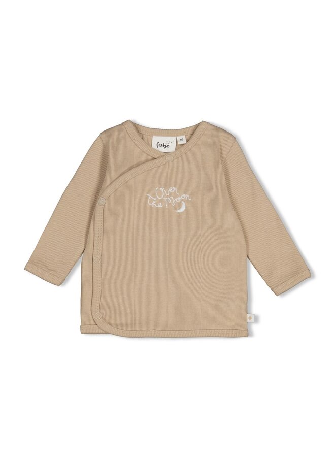 Feetje babykleding - Overslagshirt rib - Over the moon for you - Taupe