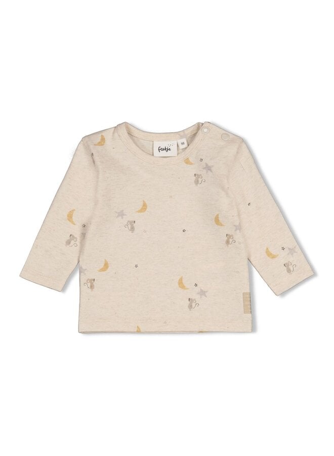 Longsleeve AOP - Over the moon for you - Offwhite melange