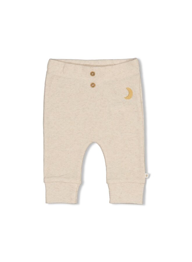 Feetje babykleding - Broek rib - Over the moon for you - Offwhite melange