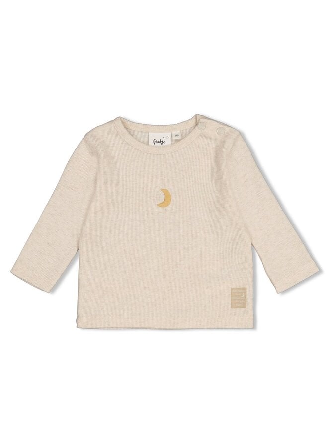 Longsleeve rib - Over the moon for you - Offwhite melange