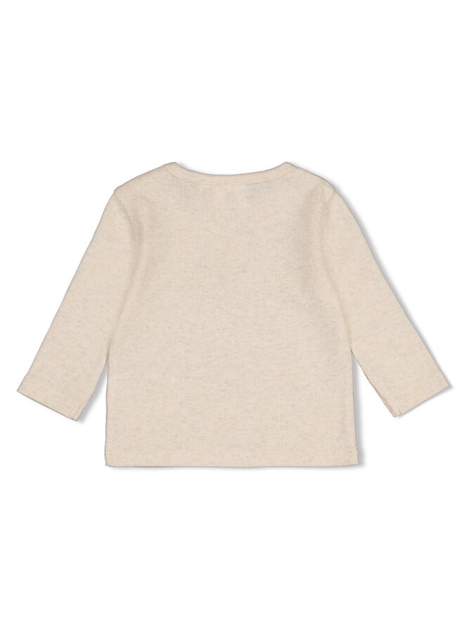 Feetje babykleding - Longsleeve rib - Over the moon for you - Offwhite melange