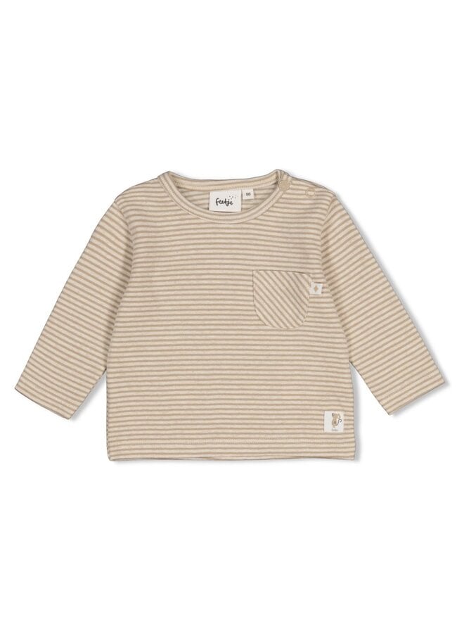 Longsleeve rib met streep - Over the moon for you - Taupe