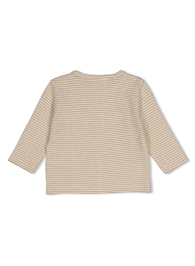 Feetje babykleding - Longsleeve rib met streep - Over the moon for you - Taupe