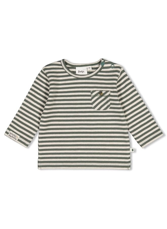 Longsleeve rib met streep - Wiggle and waddle - Groen