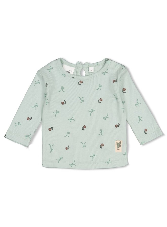Longsleeve rib AOP - Lucky bloombird - Mint