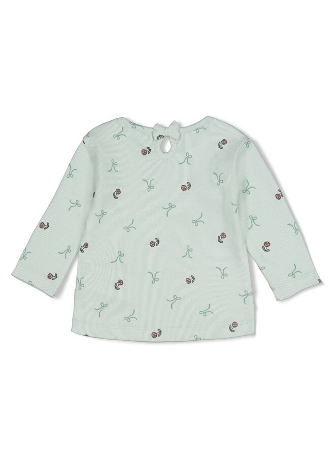Feetje babykleding - Longsleeve rib AOP - Lucky bloombird - Mint