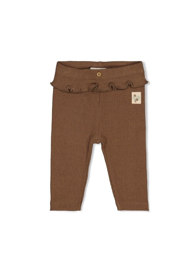 Legging pointelle rib - Lucky bloombird - Bruin