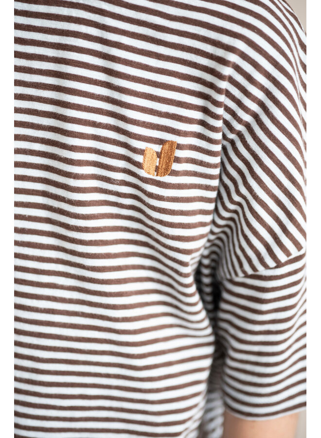 Jenest - Bruun oversized t-shirt - Fondant brown cloud blue