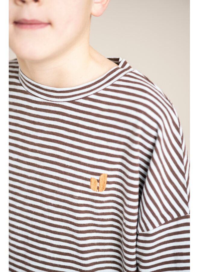 Jenest - Bruun oversized t-shirt - Fondant brown cloud blue
