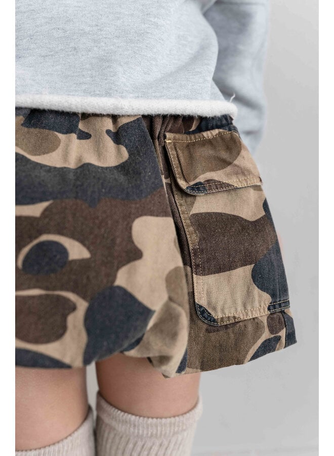 Jenest - Betty cargo skirt - Caramel brown camouflage
