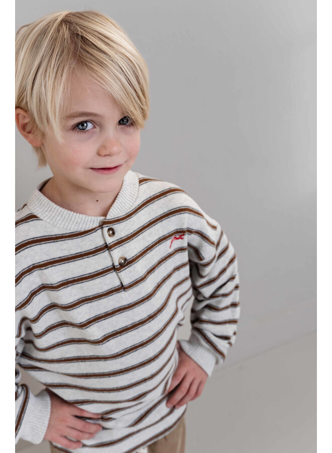 Jenest - James ls t-shirt - Brown grey melange