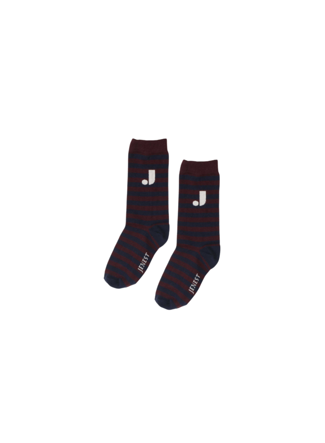 J stripe socks - Navy blue cherry bordeaux