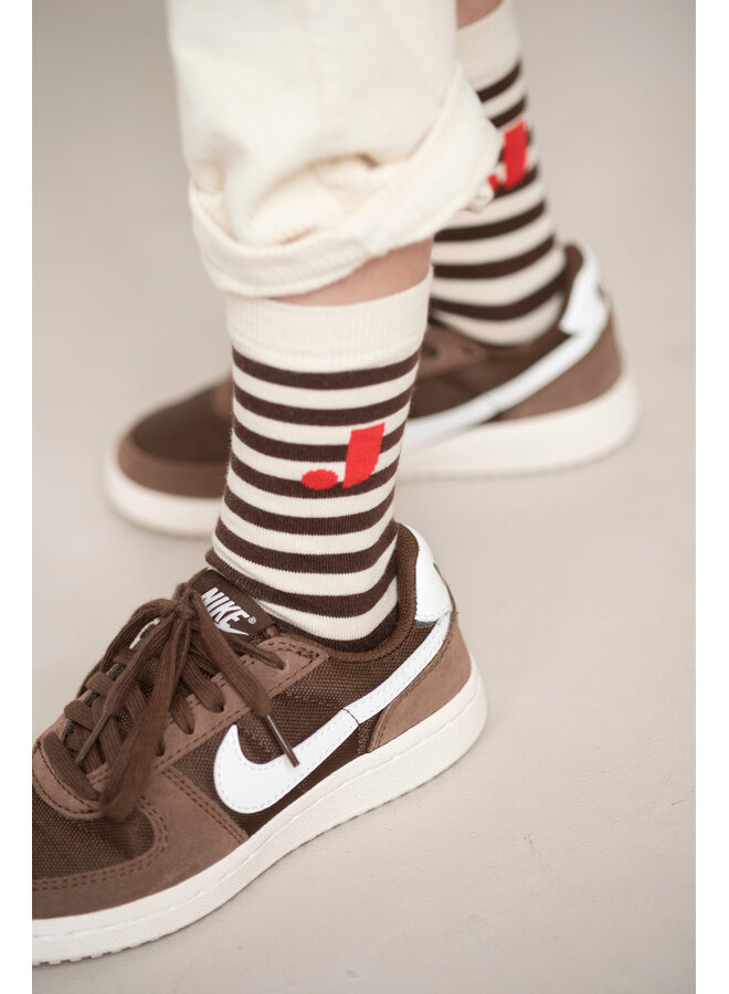 Jenest - J stripe socks - Off white brown