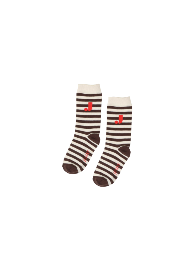 Jenest - J stripe socks - Off white brown