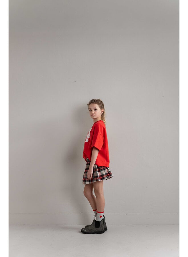 Jenest - Stella skirt - Ivory off black red check