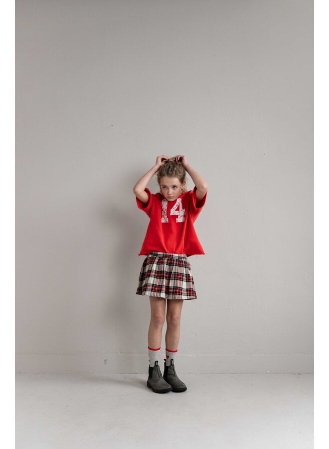Jenest - Stella skirt - Ivory off black red check