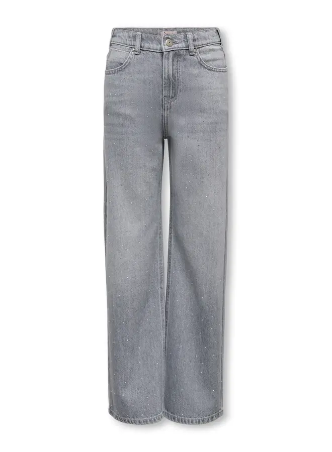 Cobain wide denim - Light grey denim rhinestones