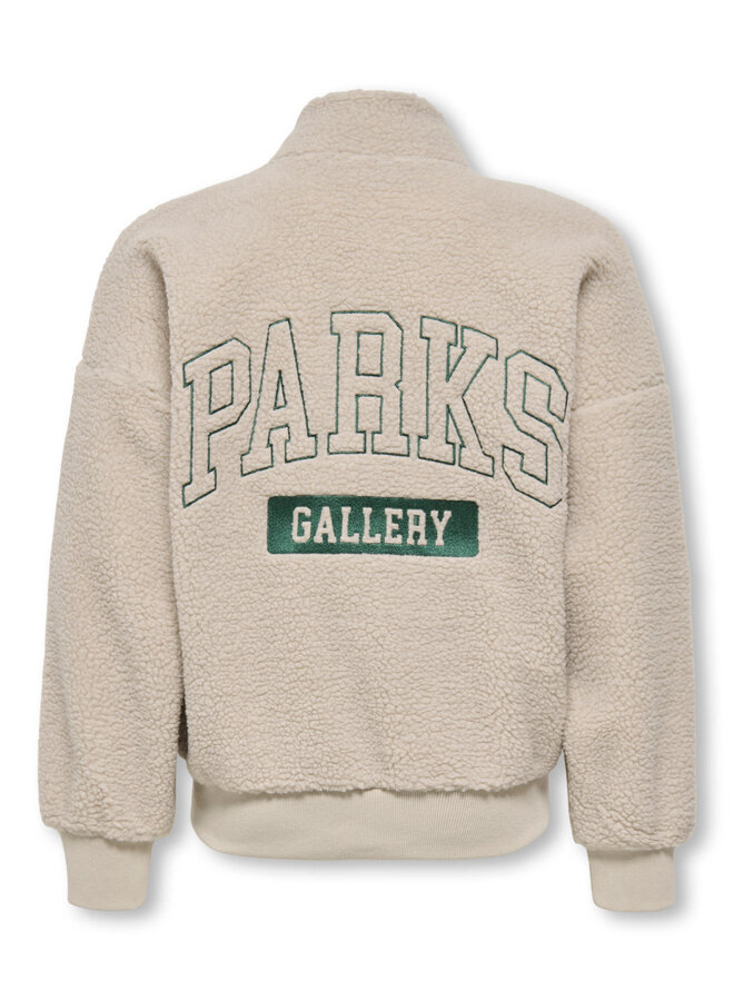 ONLY & SONS Junior - Parks life zip sherpa sweat - Silver lining/Embroidery pineneedle