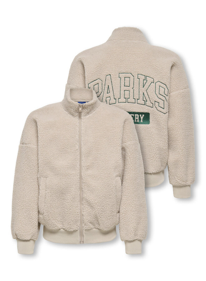 Parks life zip sherpa sweat - Silver lining/Embroidery pineneedle