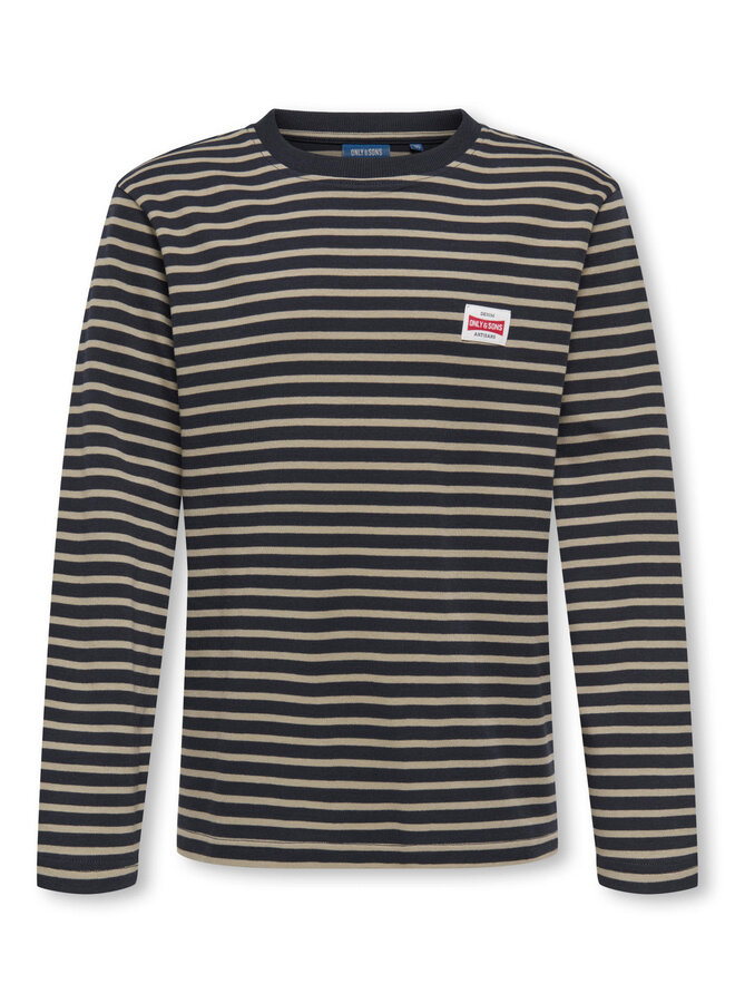 ONLY & SONS Junior - Dawson stripe tee - Dark navy/Laurel oak