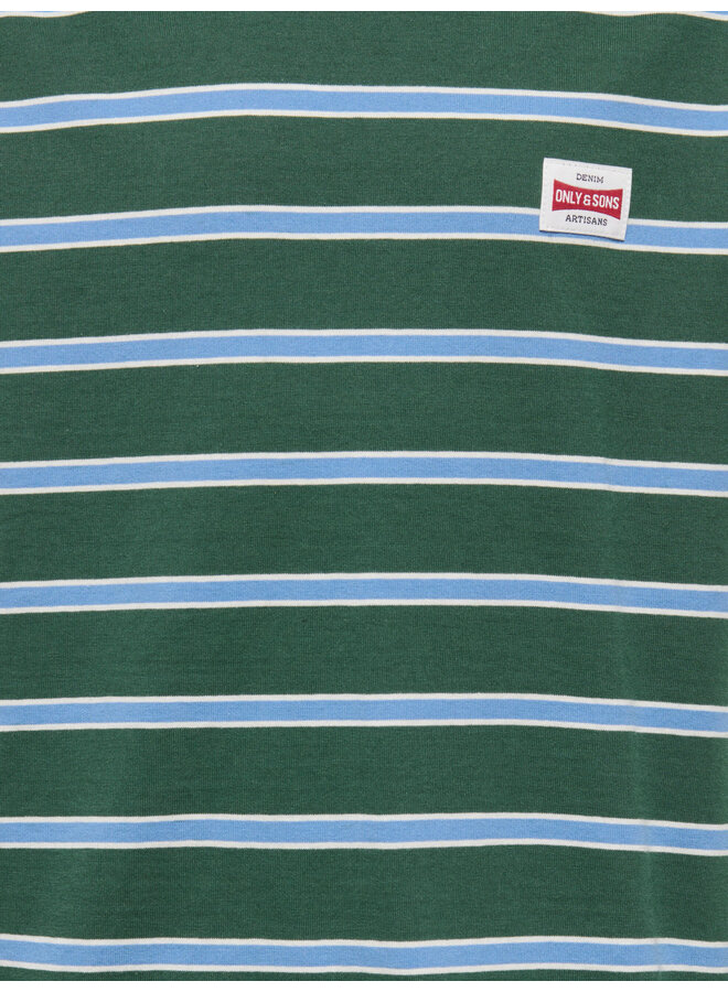 ONLY & SONS Junior - Dawson stripe tee - Pineneedle blue jasper/Egret