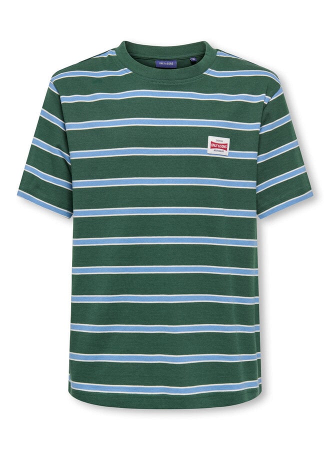 Dawson stripe tee - Pineneedle blue jasper/Egret