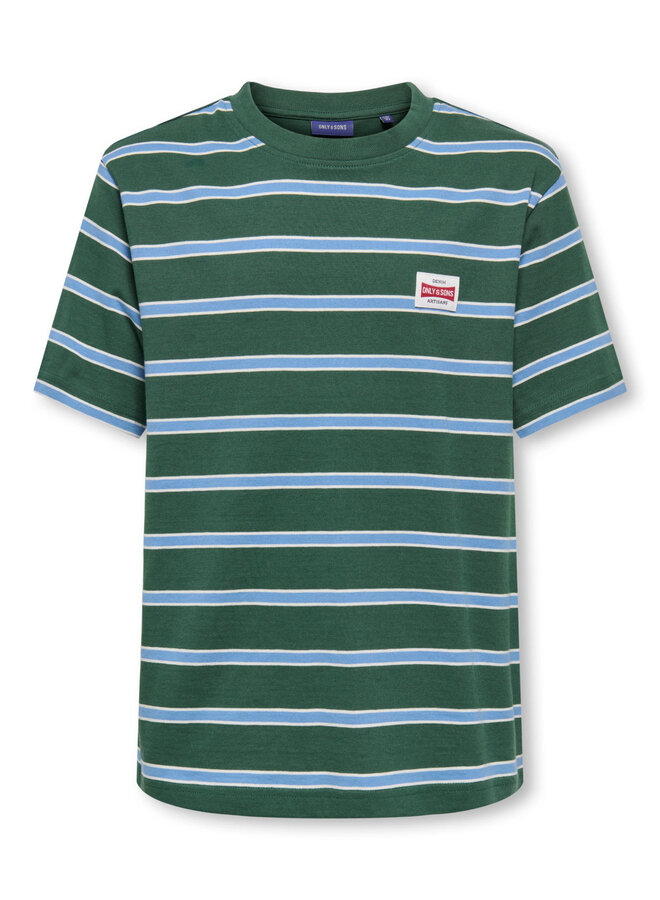 ONLY & SONS Junior - Dawson stripe tee - Pineneedle blue jasper/Egret