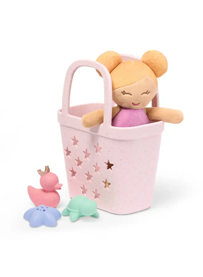 LullaBaby - Bath doll w/ accessories in a basket - Blond hair