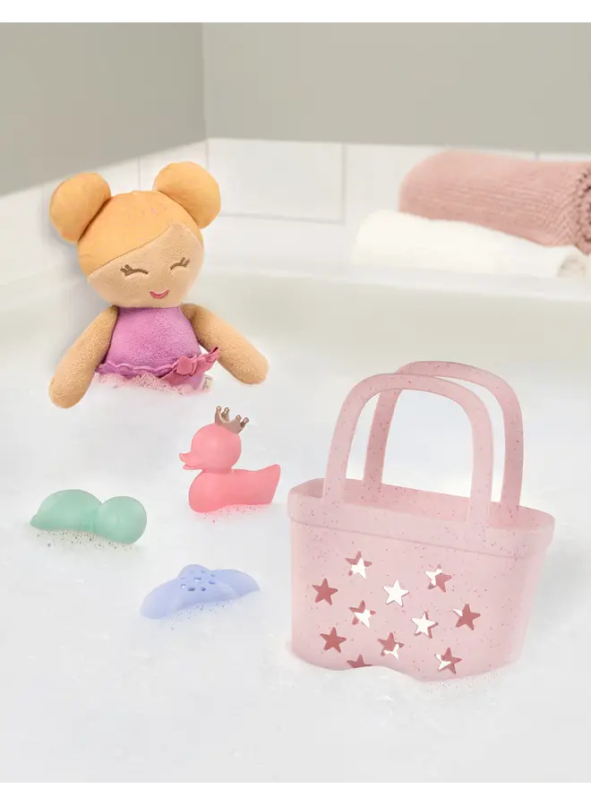 LullaBaby - Bath doll w/ accessories in a basket - Blond hair