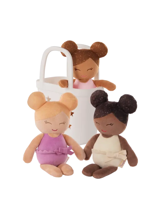 LullaBaby - 3 baby bath dolls in a basket playset - White