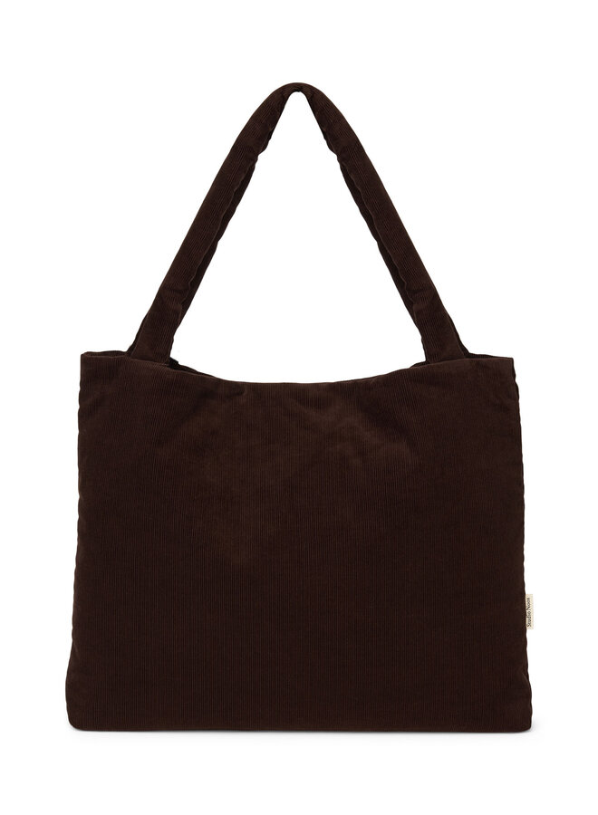 Rib puffy mom bag - Dark brown