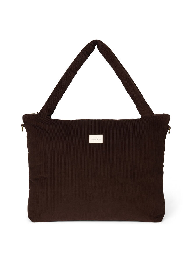Rib puffy diaper bag - Dark brown