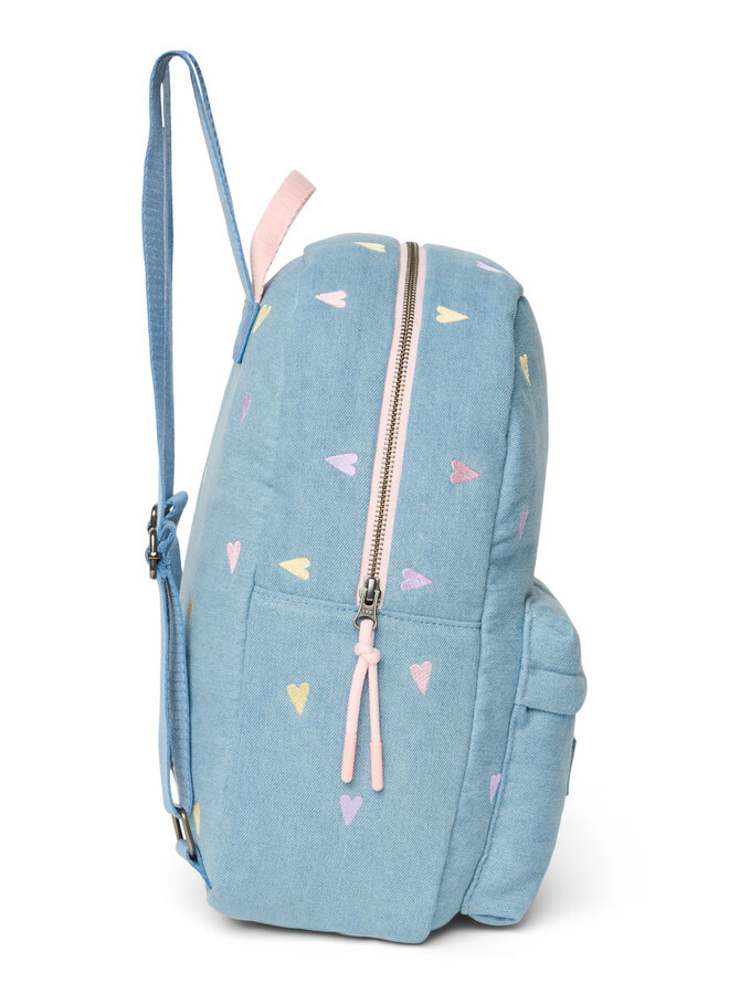 Studio Noos - Denim midi backpack - Light blue hearts