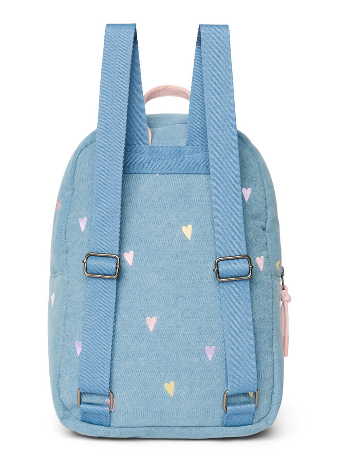 Studio Noos - Denim midi backpack - Light blue hearts