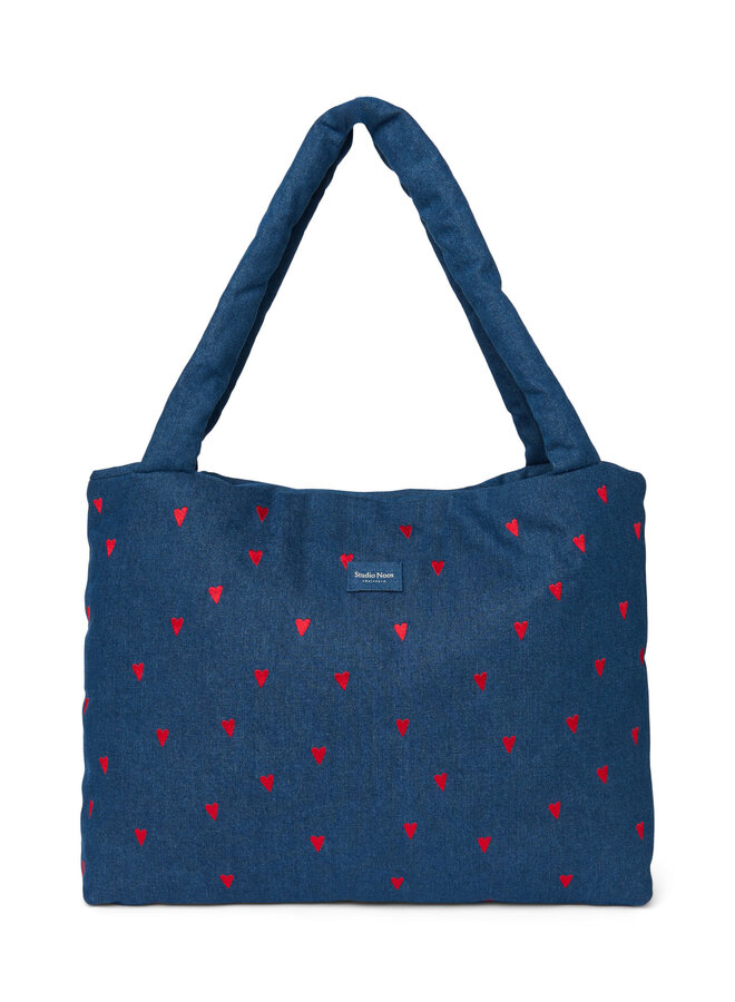 Studio Noos - Denim mom bag - Dark blue red hearts