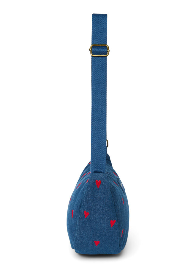 Studio Noos - Denim adult fanny pack - Dark blue red hearts