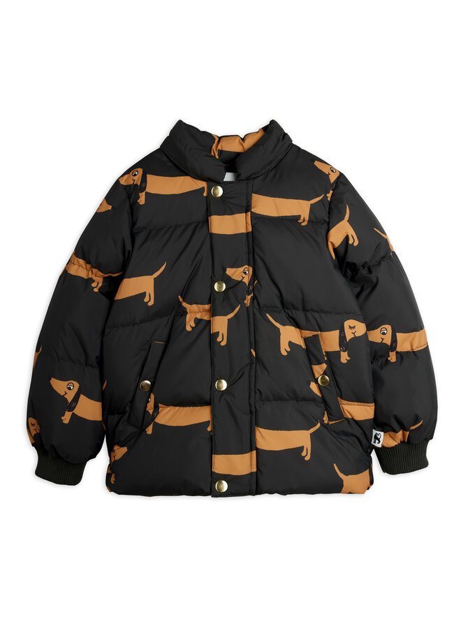 Mini Rodini - Dog aop hooded puffer - Black