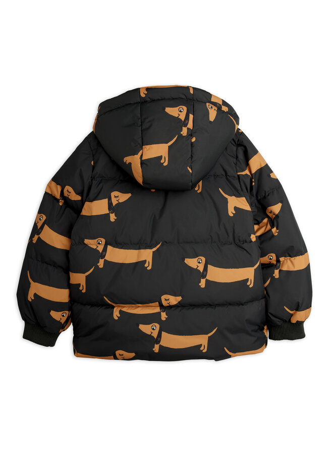 Mini Rodini - Dog aop hooded puffer - Black