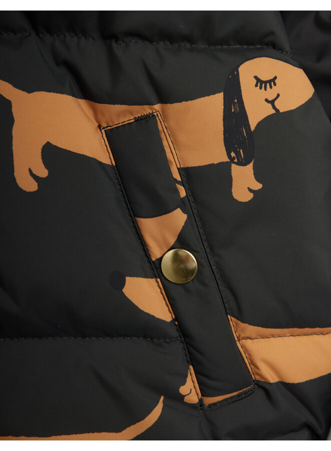 Mini Rodini - Dog aop hooded puffer - Black