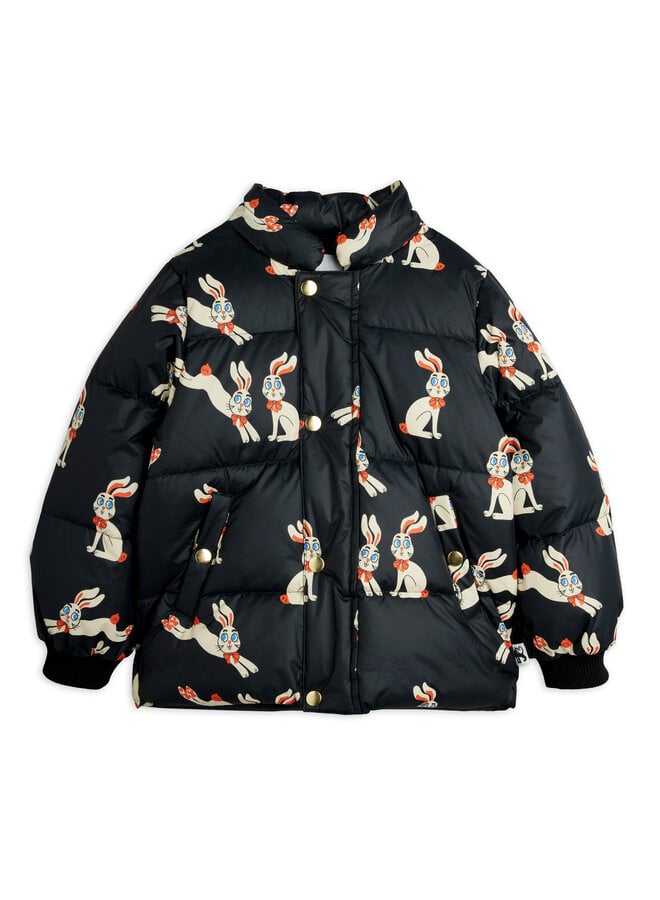 Mini Rodini - Rabbits aop hooded puffer - Black