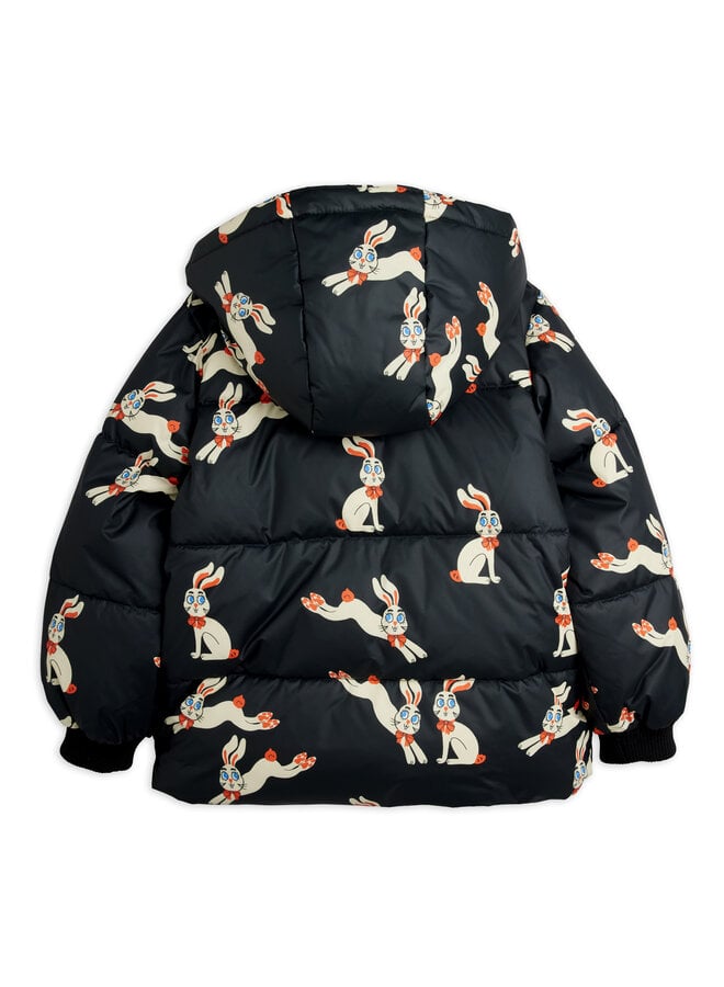 Mini Rodini - Rabbits aop hooded puffer - Black