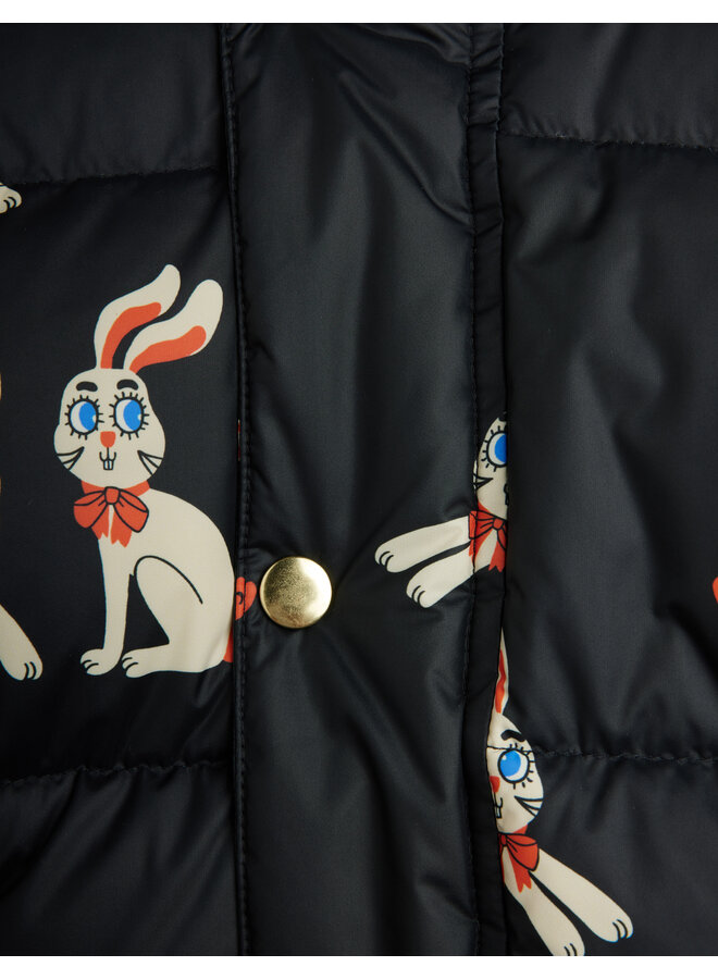 Mini Rodini - Rabbits aop hooded puffer - Black