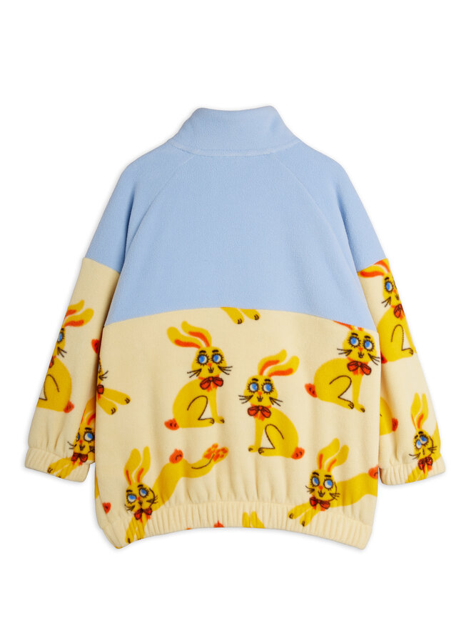 Mini Rodini - Rabbits aop fleece halfzip sweater - Yellow